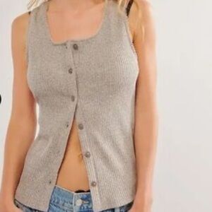 Free People tank top intimately small ribbed salt pepper NEW most wanted